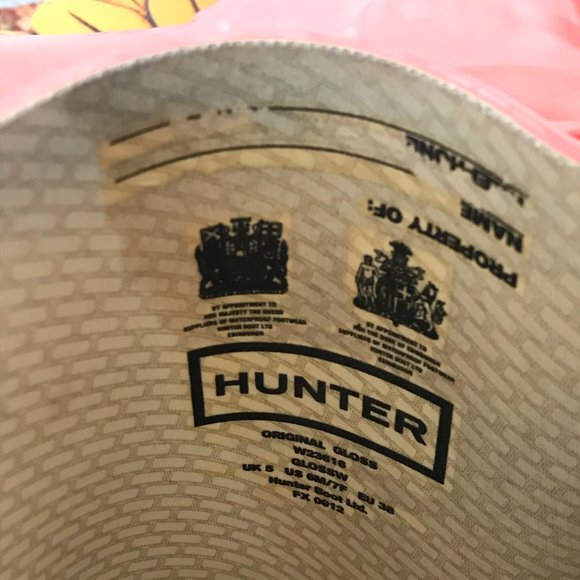 Hunter Tall Glossy Coral Flame Rain Boots Size 7 - Picture 11 of 12